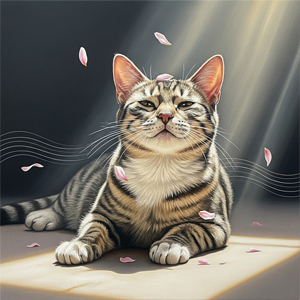 Gato sentado ao sol, olhos semicerrados, exemplificando percepção sensorial direta sem reflexão.