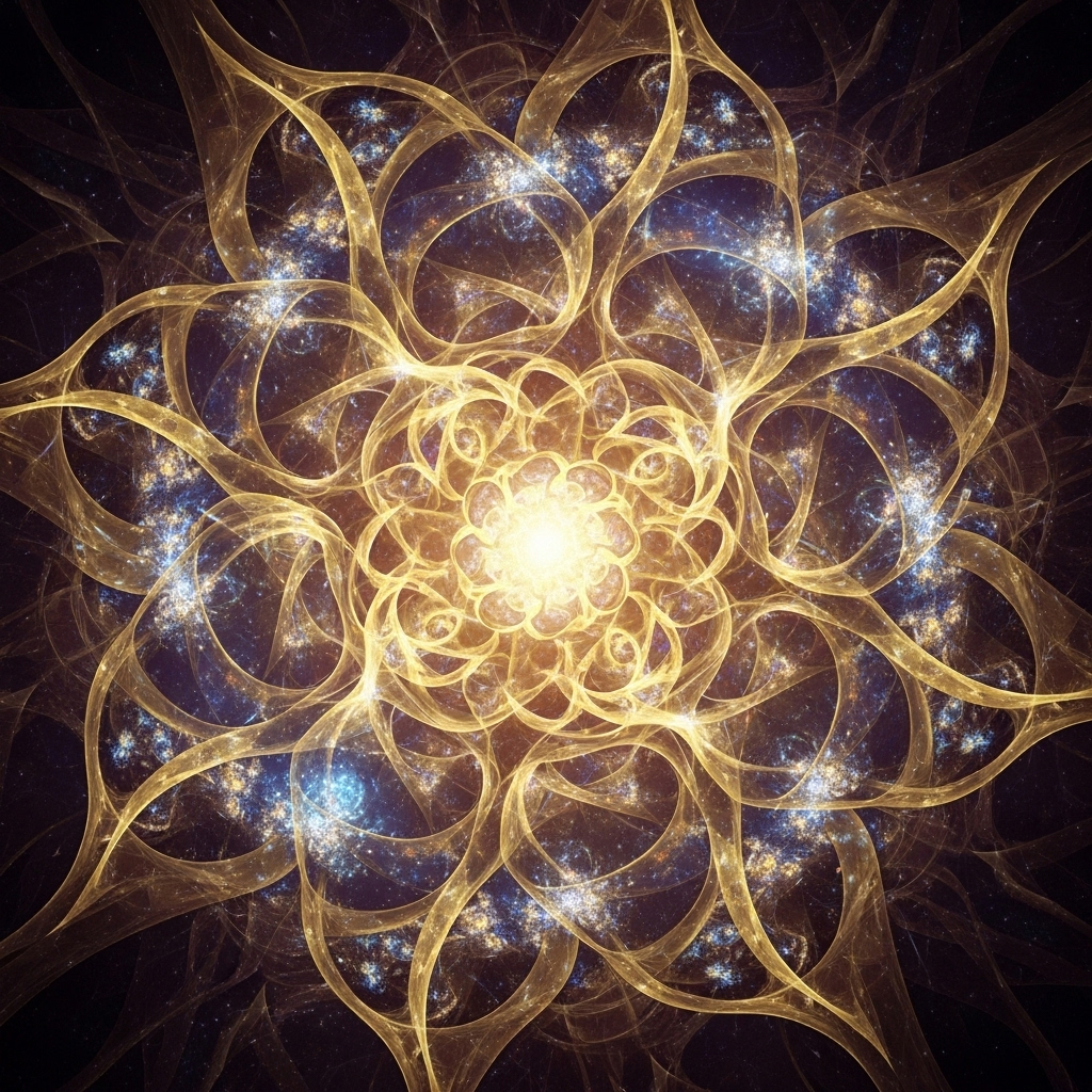 Padrão fractal abstrato que remete a galhos de árvore e redes neurais, metáfora da alma como parte auto-semelhante do todo.